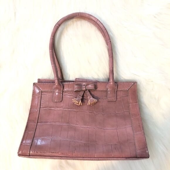 Liz Claiborne Lilac Tassel Bow Croc Texture Purse - Picture 8 of 8